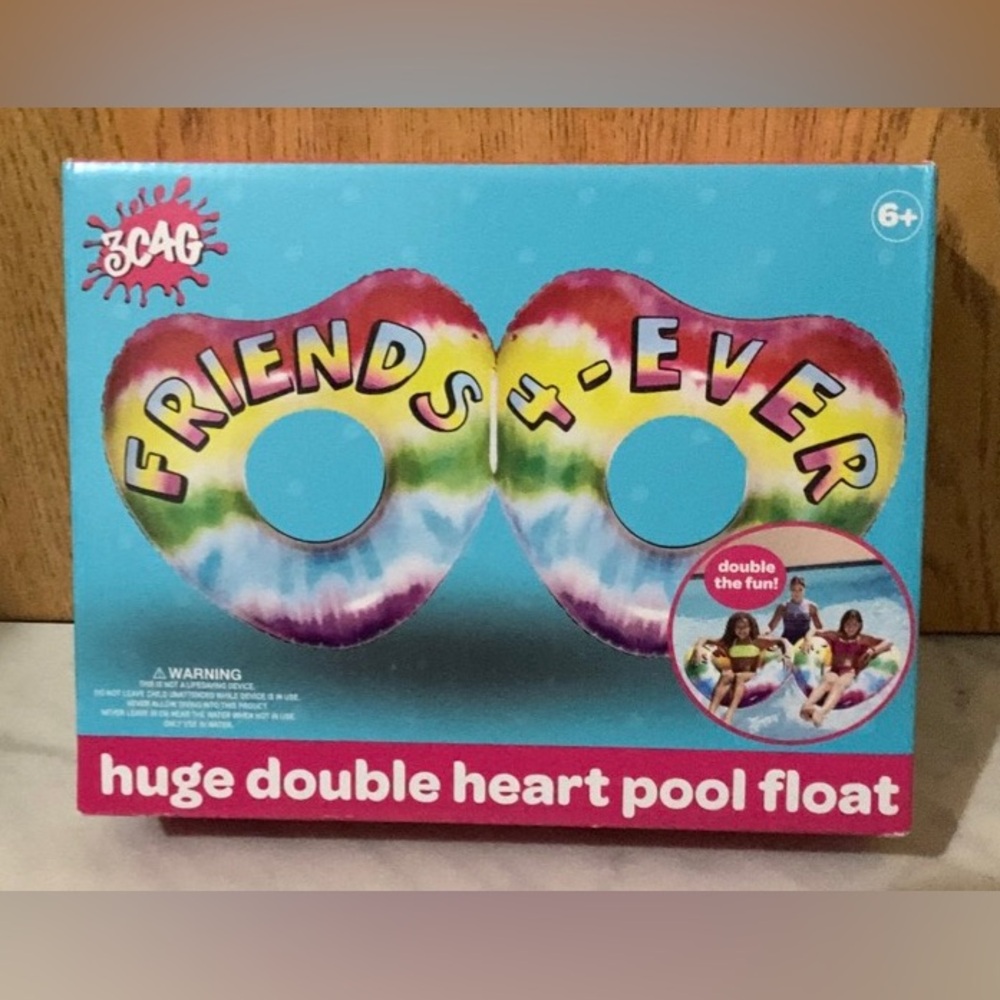 Huge 2 Person Best Friends Water Tube Float Tie Heart +6ft Long!